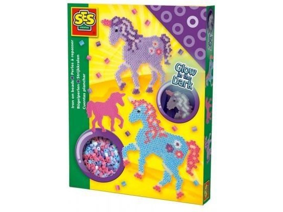 Ses Creative Bügelperlenset Einhorn Glow In The Dark, 1200 Stück(E), 5 Jahr(E), Mädchen, Kinder, Einhorn, Mehrfarbig