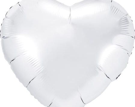 Partydeco Fb9m-008, Spielzeugballon, Folie, Weiß, Einfarbig, Herz (Form), 45 Cm