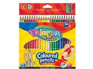 Patio Spalvoti pieštukai, tribriauniai COLORINO, 24 spalvos, su drožtuku