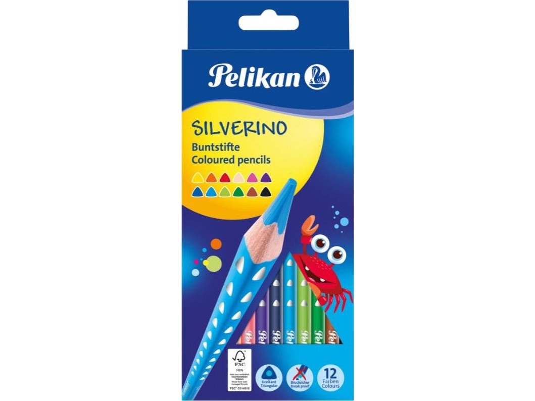 Pelikan 700634, Sort, Blå, Brun, Grøn, Lyse Blå, Lysegrøn, Orange, Fersken, Lyserød, Rød, Violet, Gul, 12 Stk