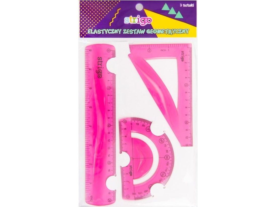Strigo geometrisk elastisk rosa STRIGO | Skrivredskap - Skrivtillbehör - Linjaler & målare | GameStuff