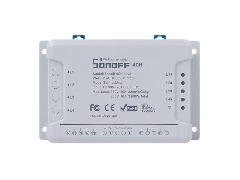 Sonoff 4-kanals smart relä som styrs med WiFi - 230VAC 2200W | EL Artiklar - Andra EL - Intelligenta installationer | GameStuff