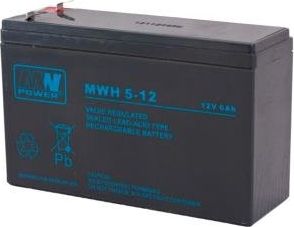 Mpl Mw Power Mwh Ups-Batteri 5-12L Blysyre Vrla Agm Vedligeholdelsesfrit 12 V 6 Ah Sort