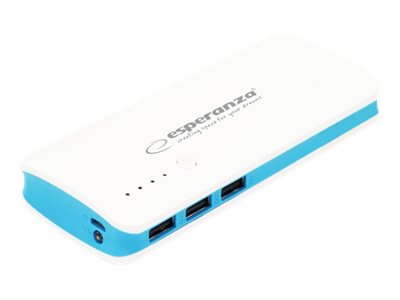 Esperanza Emp106w - Powerbank - 8000 Mah - 2 A - 3 Output-Stikforbindelser (Usb) - På Kabel: Micro-Usb - Hvid