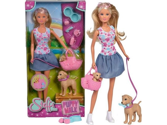 Simba Toys Steffi Love Puppy Walk, Große Puppe, Weiblich, 3 Jahr(E), Mädchen, Mehrfarbig