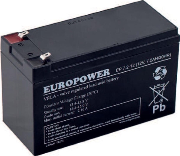 Batteri Europowerfor Ups 12V 7,2Ah