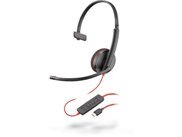 Poly Blackwire C3210, Ledningsført, Kontor/Callcenter, 87 G, Headset, Sort, Rød