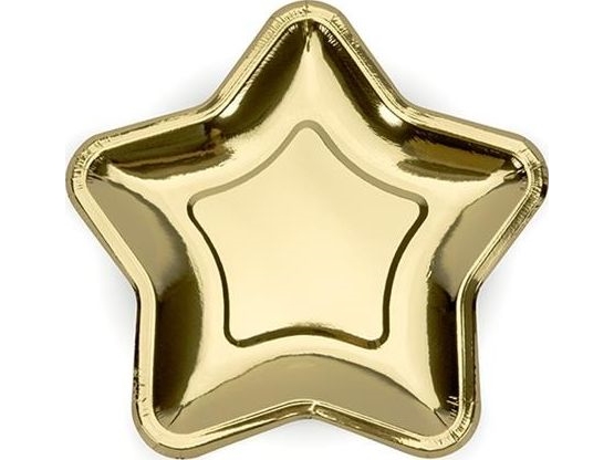 Party Deko Einwegteller Stern, Gold, 18 Cm, 6 Stück Universell