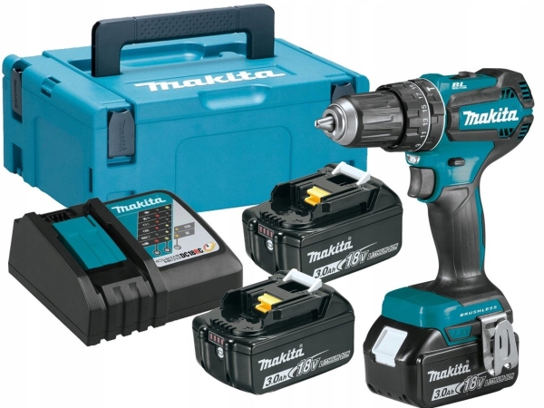 Makita Dhp485rf3j Hammerbor/skruemaskine Ledningfri 2 Hastigheders Nøgleløs Borepatron 13 Mm 50 N·m 3 Batterier Inkluderet Oplader 18