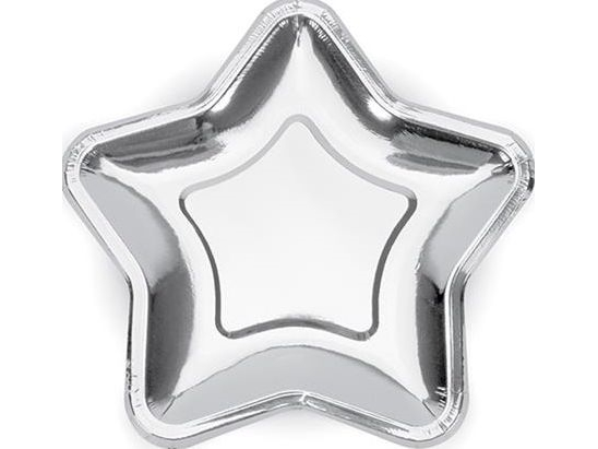 Party Deko Pappteller, Asterisk, Silber, 18 Cm, 6 Stück Universal