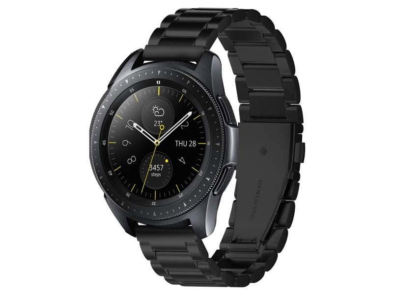 Spigen 600Wb24980, Band, Smartwatch, Sort, Samsung, Galaxy Watch, Rustfrit Stål