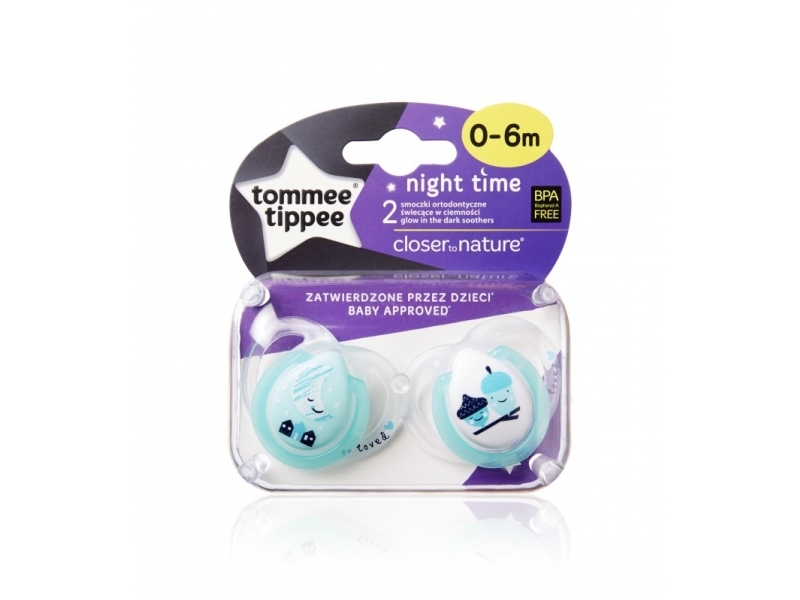 Tommee Tippee Night Time, Nat Baby Sut, Ortodontisk, Silikone