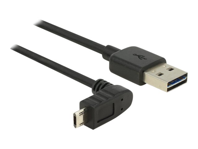 Delock - Usb-Kabel - Usb (Han) Lige Til Micro-Usb Type B (Han) Vinklet - Usb 2.0 - 2 M - Omvendelige Stikforbindelser - Sort
