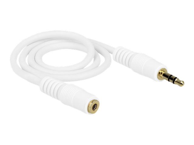 Delock - Forlængerkabel Til Audio - Mini-Phone Stereo 3.5 Mm Hun Til Mini-Phone Stereo 3.5 Mm Han - 50 Cm - Hvid