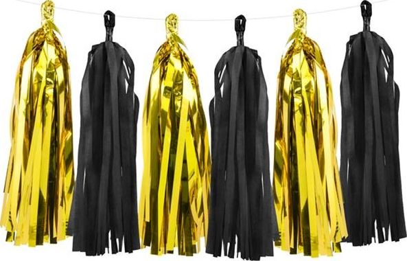 Partydeco Tg2, Girlande, Schwarz, Gold, Herzlichen Glückwunsch, 1500 M, Junge/Mädchen, Nicht Für Kinder Unter 36 Monaten Geeignet