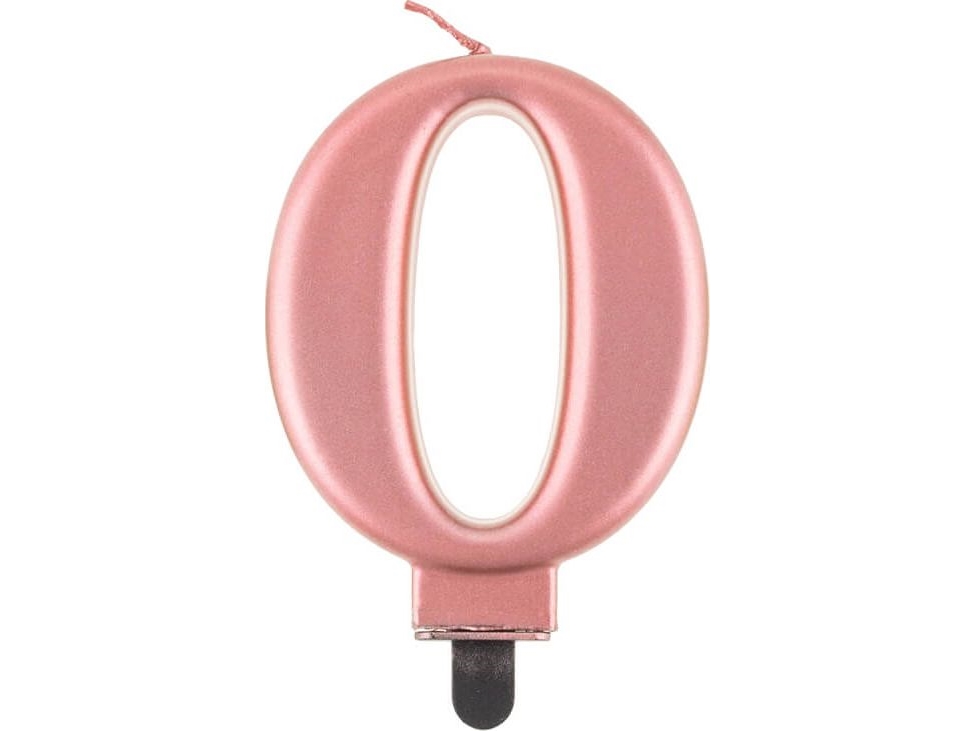 Godan Fødselsdagslys "0" Pink Og Guld 8 Cm