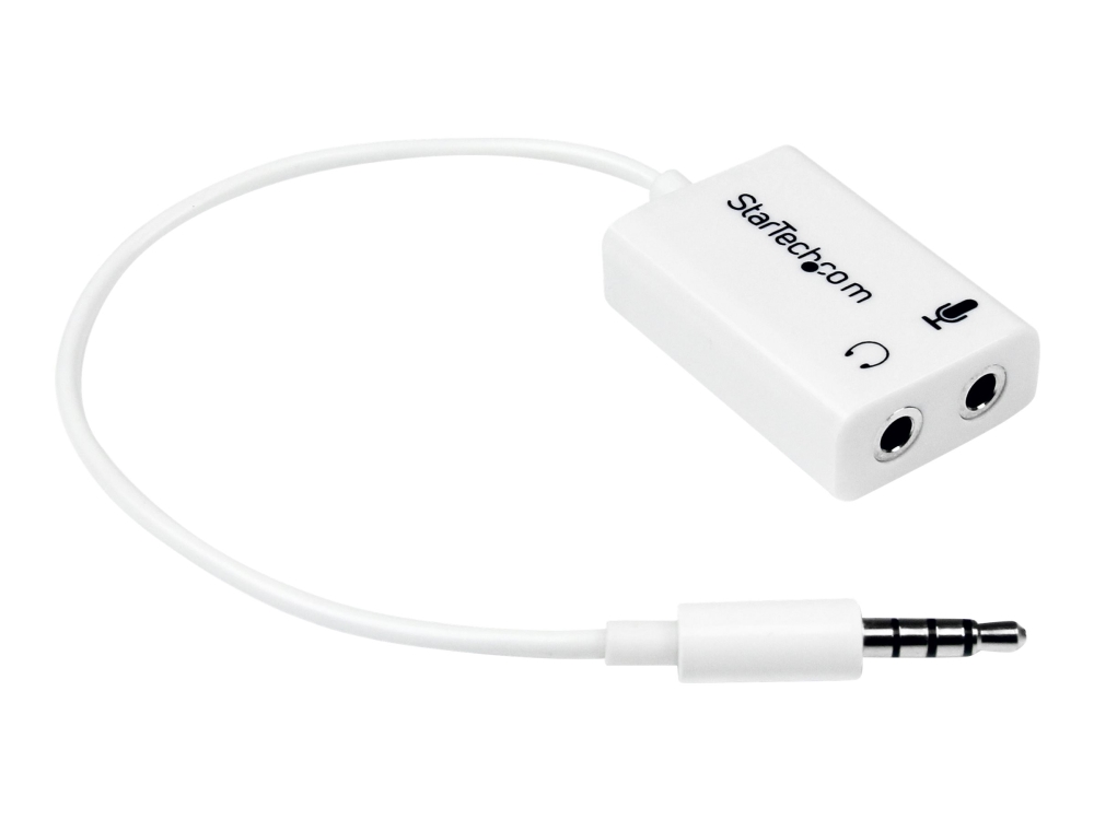 StarTech.com 4 Position Microphone and Headphone Splitter 3.5 mm 4 Pin / 4 Pole Mic and Audio Combo Splitter Cable (MUYHSMFFADW) - Splitter til hovedsæt - mini-phone stereo 3.5 mm hun til 4-pæl ministik han - 15.25 cm - hvid - for P/N: MUHSMF2M