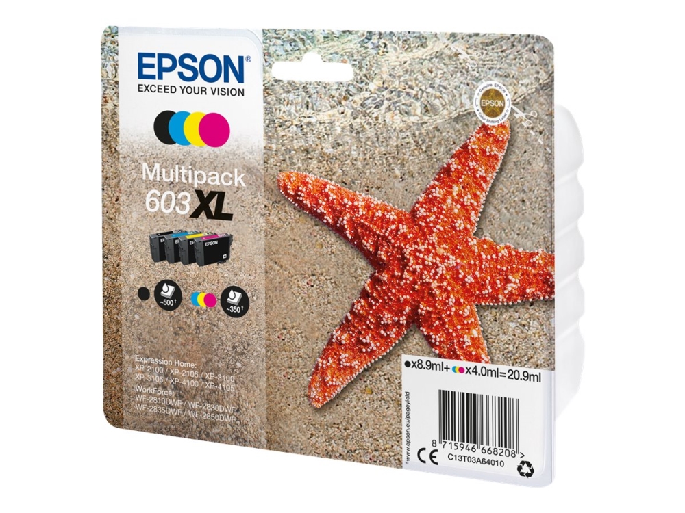 Epson 603Xl Multipack - Xl - Sort, Gul, Cyan, Magenta - Original - Blister - Blækpatron - For Expression Home Xp-2100, 2105, 3100, 3105, 4100, 4105 W