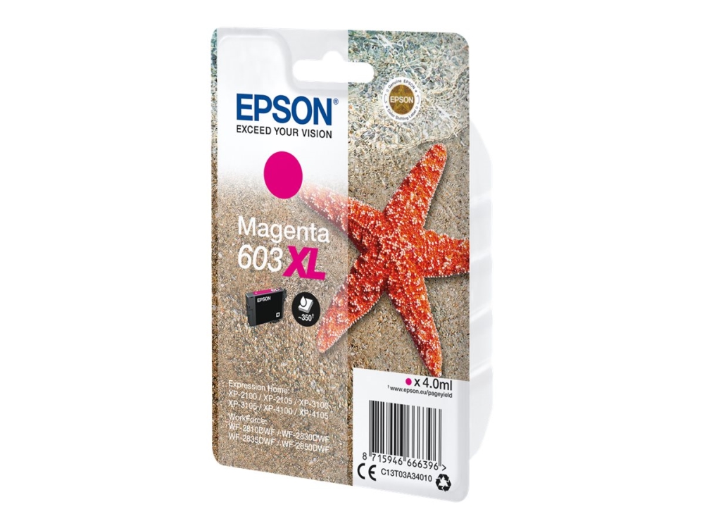 Epson 603Xl - 4 Ml - Xl - Magenta - Original - Blister - Blækpatron - For Expression Home Xp-2150, 2155, 3150, 3155, 4150, 4155 Workforce Wf-2820, 2