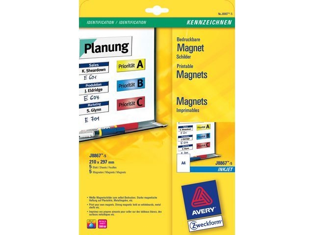 Staples Avery Magnetic Self Adhesive Labels 210X297mm, 5 Sheets