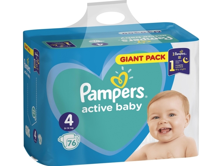Pampers Active Baby Bleer Størrelse 4, 9-14 Kg, 76 Stk.