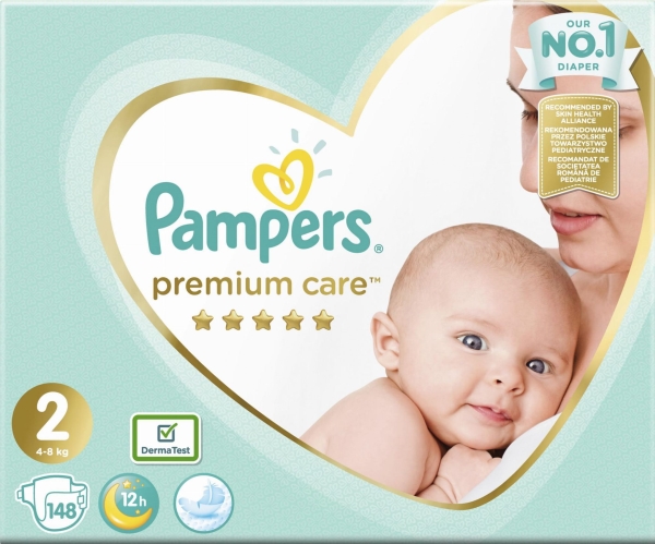Se Pampers Premium Care 2-Bleer, 4-8 Kg, 148 Stk. hos Computersalg.dk