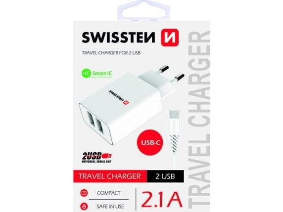 Swissten Ladegerät 2X Usb-A 2.1 A (22053000)