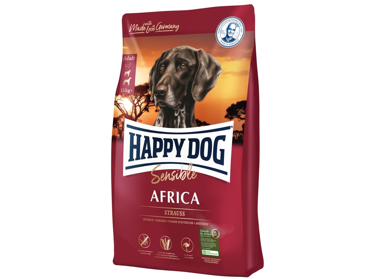 Happy Dog Supreme Sensible - Africa, Aikuinen, Keskikokoinen (11 -25 kg), Strutsi, 1 kg, Gluteeniton