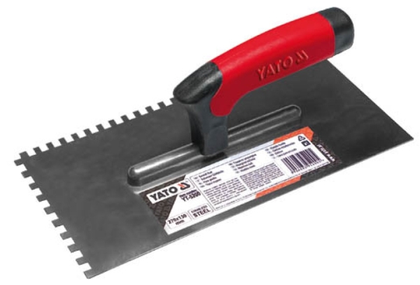 Ske/spartel i rustfrit stål til pudsning 270x130 mm, tand 8x8 mm [YT-5203]