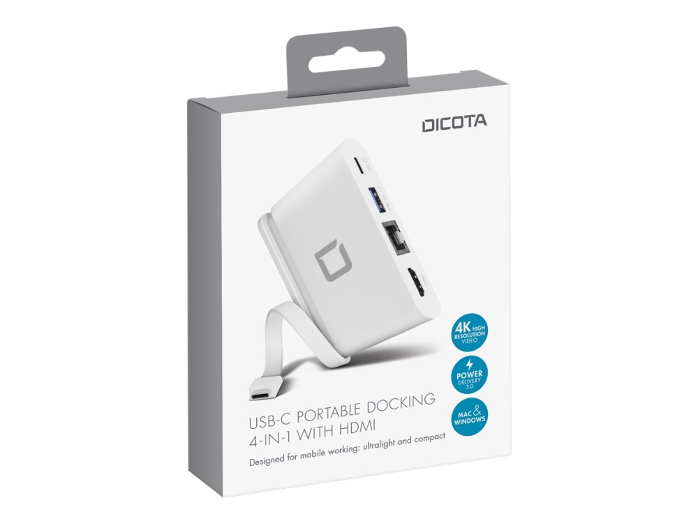 DICOTA USB-C Portable Docking 4-in-1 with HDMI - Dockningsstation - USB-C - HDMI