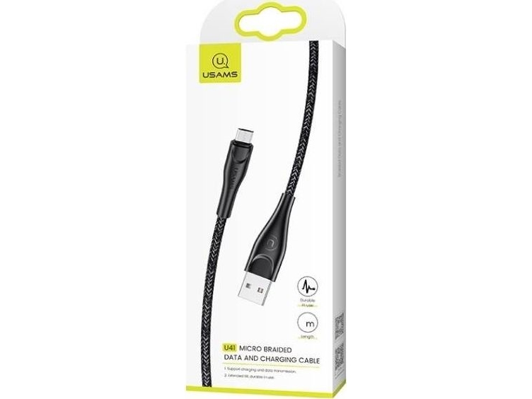 Usams Usb Cable Usams U41 Lightning Braided Cable 3M 2A Black/Black Sj397usb01 (Us-Sj397)