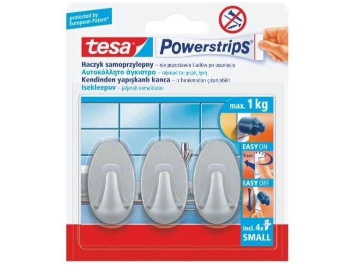 Tesa pyöreät koukut pieni kromi (H5751900)