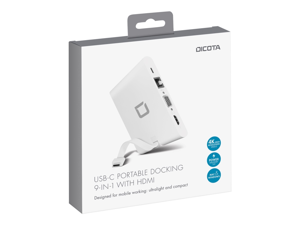 Dicota Usb-C Portable Docking 9-In-1 With Hdmi - Dockingstation - Usb-C - Vga, Hdmi
