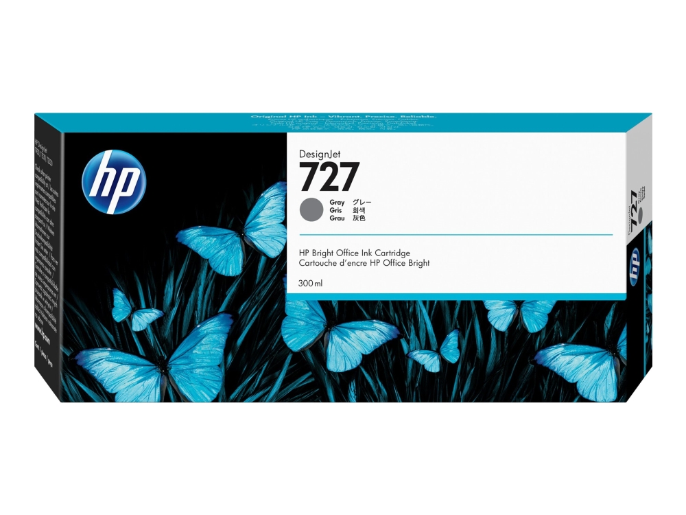Hp 727 - 300 Ml - Høj Kapacitet - Grå - Original - Designjet - Blækpatron - For Designjet T1500, T1530, T2500, T2530, T920, T930