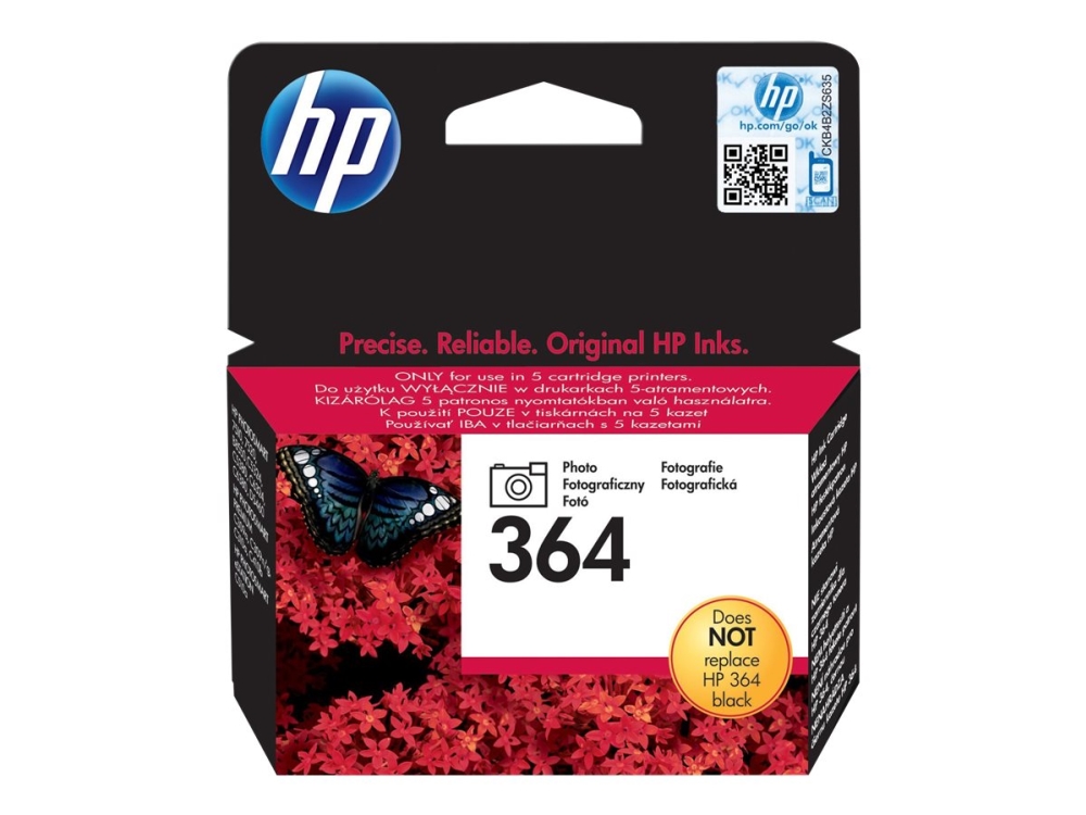 HP 364 - 3 ml - foto-sort - original - blister - blækpatron (foto) - for Deskjet 35XX  Photosmart 55XX, 55XX B111, 65XX, 7510 C311, 7520, Wireless B1