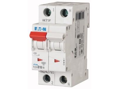 Eaton Automatsikring, MCB, 1P+N, 10A, C-karakteristik, 6kA, , 2 modul