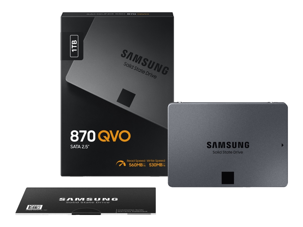 Samsung 870 QVO MZ-77Q1T0BW SSD - krypteret - 1 TB - intern - 2.5" - SATA 6Gb/s - buffer: 1 GB - 256-bit AES - TCG Opal Encryption