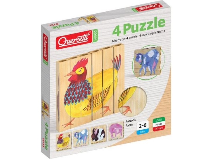 Quercetti Holzbausteine Puzzle Farm – 6-Tlg. (040-0711)