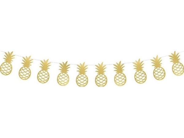 Partydeco Girlande Aloha - Ananas, Garland, Papier, Gold, 1,5 M, Junge/Mädchen, 1 Stück(E)