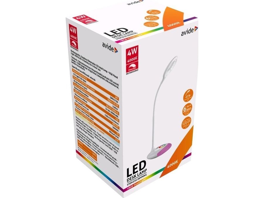 Avide Led Tischleuchte Rgb Weiß 4W 250Lm