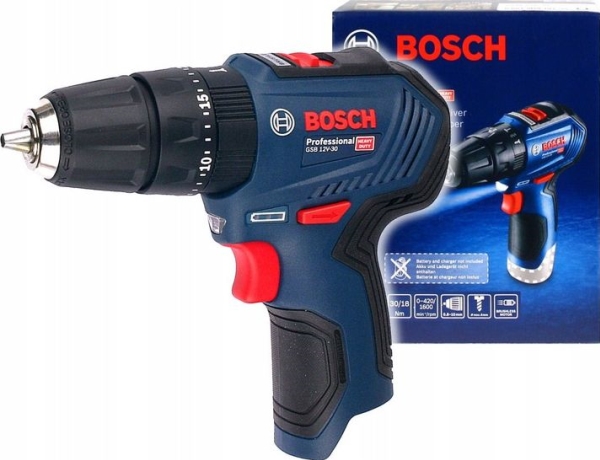 Bosch 30/17Nm Enhånds-Borerbygger 12V Uden Batteri Og Ladning Brushless Gsb 12V-30 Solo - Solo