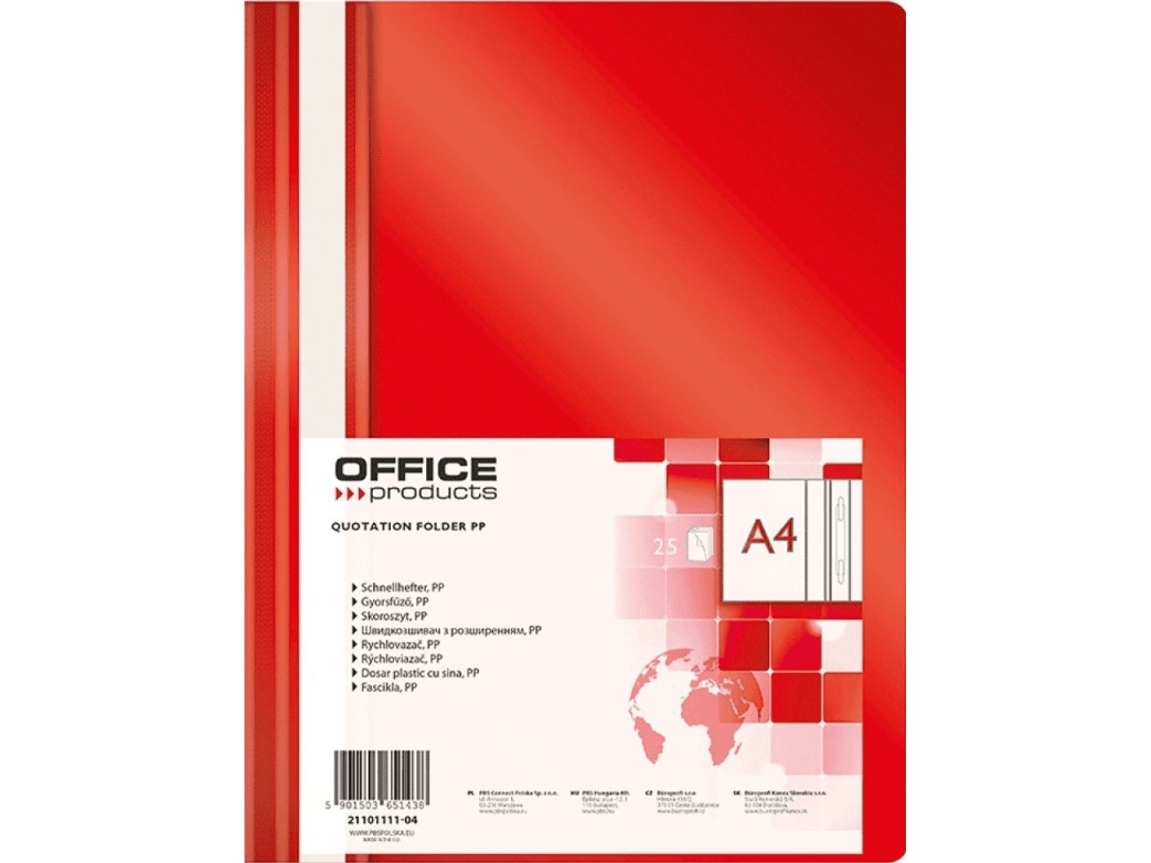 Office Products SKOR.OFFICE PRODUCTS A4 CZERWONY SKOROSZYT - 21101111-04 | Fickor och skydd | GameStuff