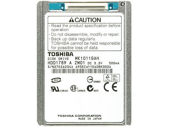Toshiba MK1011GAH - Hårddisk - 100 GB - inbyggd - 1.8 - ATA-100 - 4200 rpm - buffert: 8 MB | Datorkomponenter - Hårddisk & Lagring - Interna hårddiskar | GameStuff
