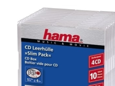 Hama 4X Cd-Hülle Slim 4 Cds/Dvds/Blu-Ray-Discs Polystyrol Transparent 10 Stück (B X H X T) 142 X 124 X 10 Mm 00051273