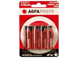 Agfaphoto Nimh Mignon 2700 Mah, Genopladeligt Batteri, Nikkel-Metalhydrid (Nimh), 1,2 V, 4 Stk, 2700 Mah