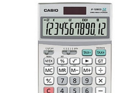 Casio JF-120ECO - Skrivebords-regnemaskine - 12 cifre - solpanel, batteri