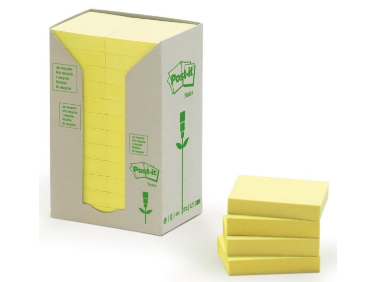Post-It 653-1T, Rektandel, Gul, 51 mm, 38 mm, 100 ark