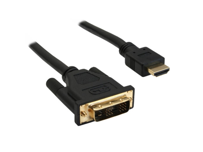 Inline Hdmi-Dvi Kabel, Vergoldete Kontakte, Hdmi St Auf Dvi 18+1 St, 1M, 1 M, Hdmi, Dvi-D, Gold, Schwarz, Stecker/Stecker