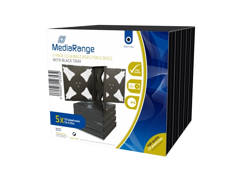 MediaRange Retail pack 6er CD-Jewelcase - Cd-hylster for lagring - kapacitet: 6 CD/DVD (pakke med 10)