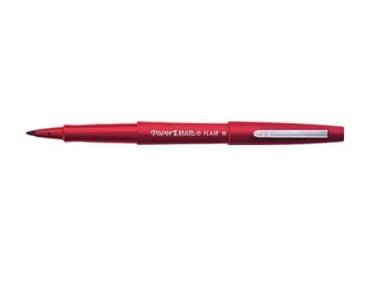 Fiberpen, Paper Mate Flair, medium, 0,7 mm, rød, pakke a 12 stk